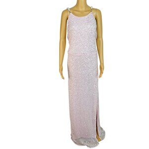 Eloquii Sequin Maxi Gown Pink Ruched with Slit Stretch Party cocktail Stunning
